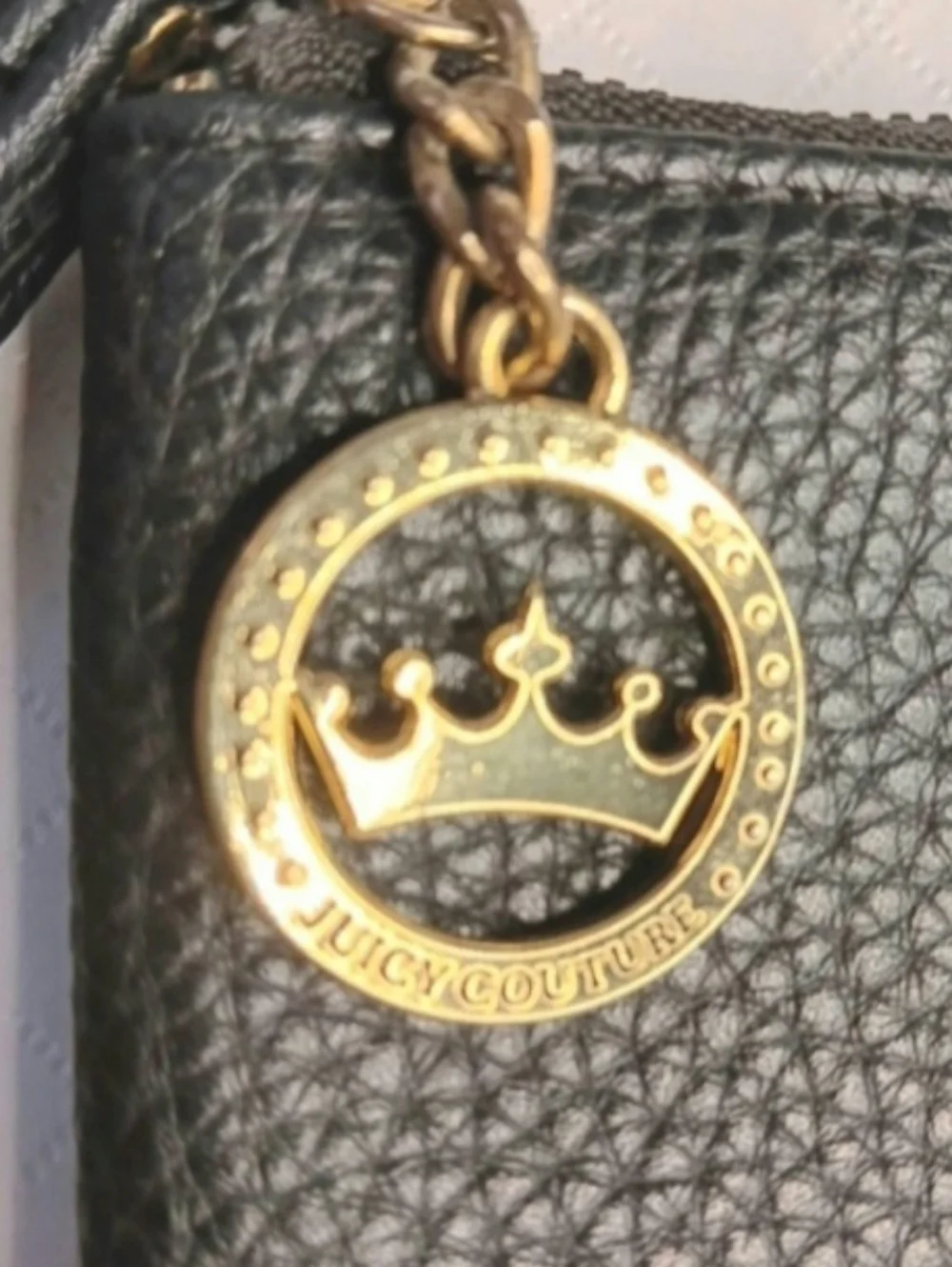 Juicy Couture Black Wristlet | EUC | Goldtone Charm